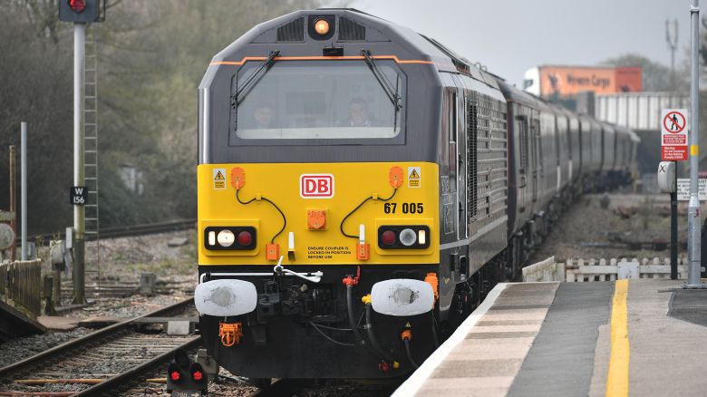 The royal train carrying the late Queen Elizabeth II arrives in Castle Cary Station at the start of a visit to Somerset in 2019.