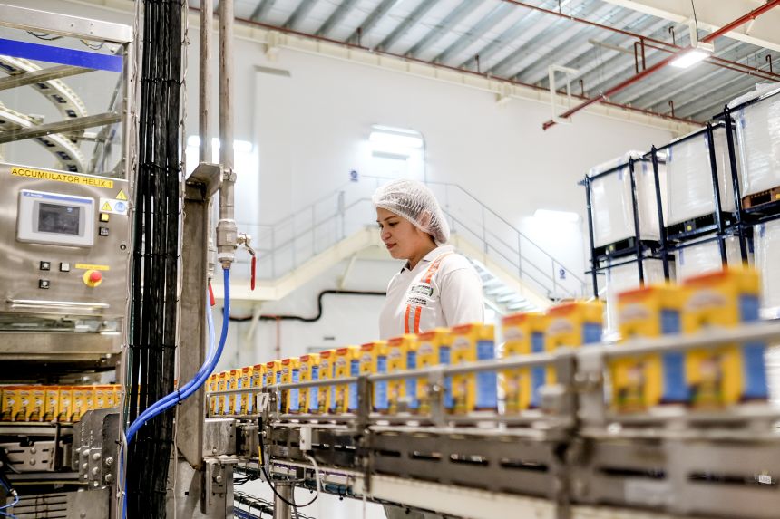 Cartons of Chuckie, a Nestle chocolate-flavored milk drink, at the company's factory in Batangas province, the Philippines, on April 2, 2019.