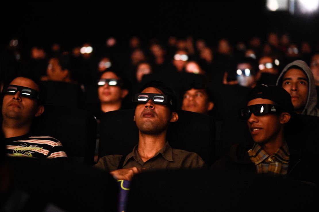 Venezuelan filmgoers watch the first screening in Venezuela of Marvel Studios' "Avengers: Endgame" at a cinema in Caracas on early April 26, 2019.