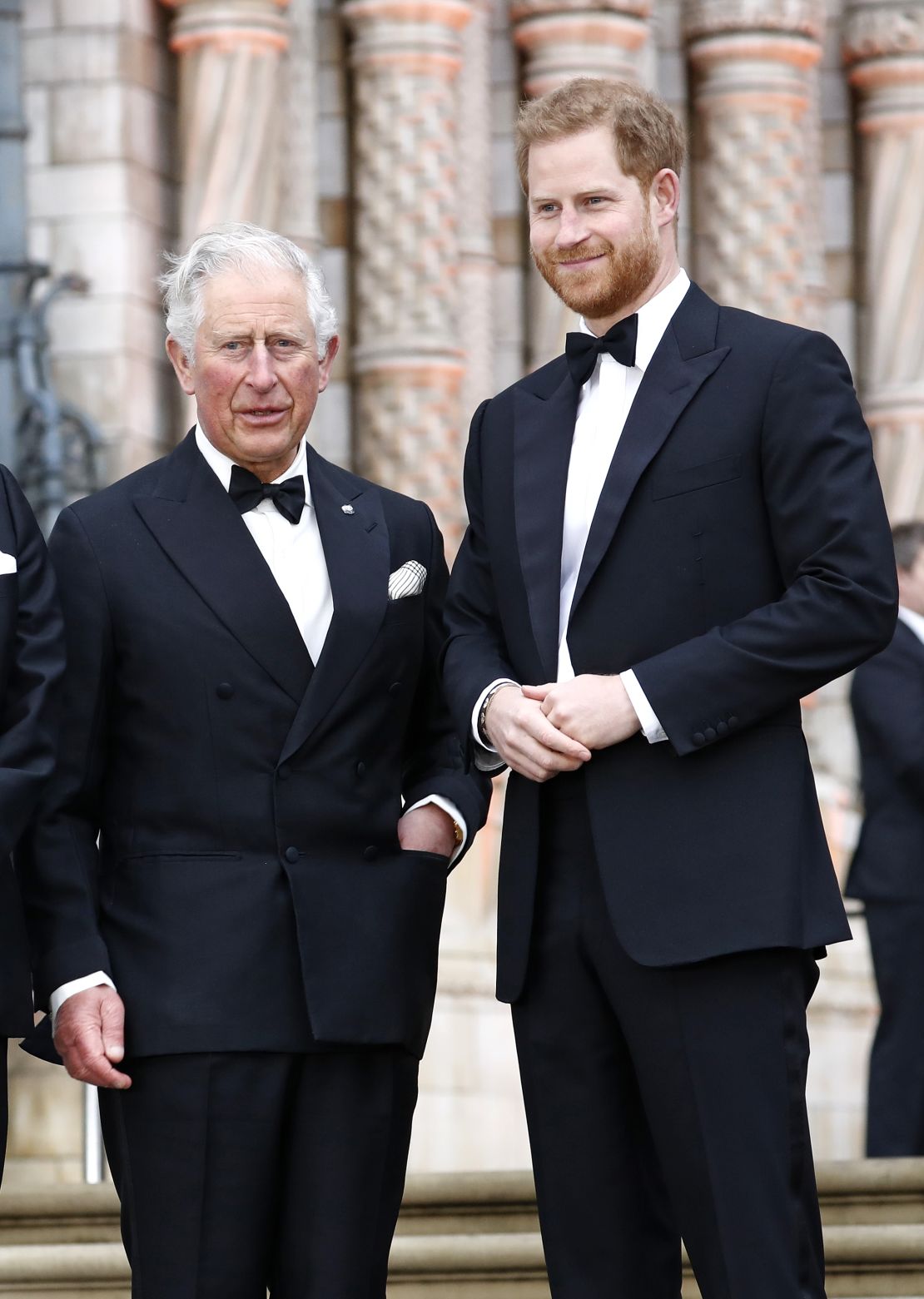 Prince Harry and his father, now King Charles, attend the 