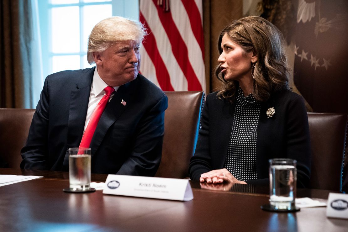 On December 13, 2018, then-President Donald Trump spoke with then-Governor-elect Kristi Noem during a meeting with governor-elects at the White House.