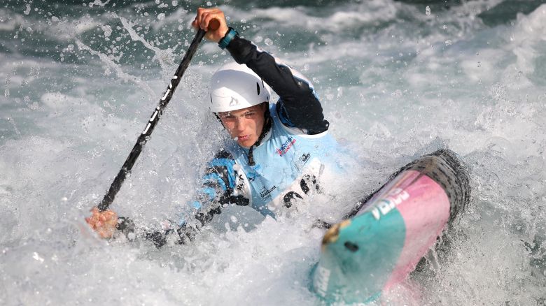 LONDON, ENGLAND - APRIL 22: Kurts Adams Rozentals competes in the Men's Canoe Single C1 during a Canoe Slalom British Senior team and Olympic selection trials at Lee Valley White Water Centre on April 22, 2019 in London, England. (Photo by Alex Pantling/Getty Images)