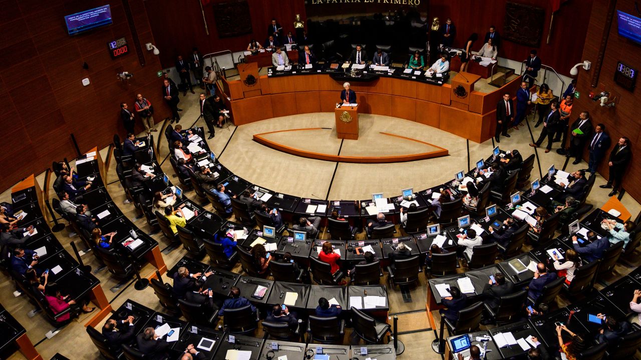 Managing Director of the International Monetary Fund (IMF) Christine Lagarde delivers a speech before Mexican Senate, in Mexico City, on May 29, 2019. (Photo by Pedro PARDO / AFP)        (Photo credit should read PEDRO PARDO/AFP via Getty Images)