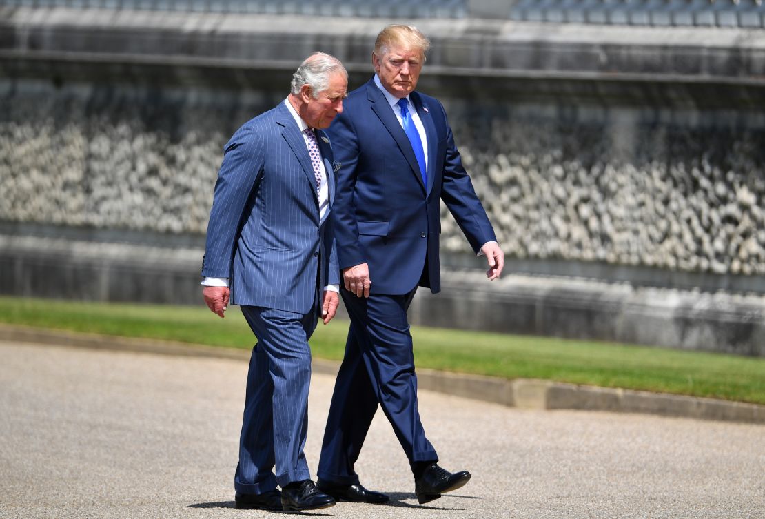 President Donald Trump was greeted by then-Prince Charles at Buckingham Palace in London on June 3, 2019.