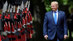 LONDON, ENGLAND - JUNE 03:  US President Donald Trump inspects a Guard of Honour at Buckingham Palace on June 3, 2019 in London, England. President Trump's three-day state visit will include lunch with the Queen, and a State Banquet at Buckingham Palace, as well as business meetings with the Prime Minister and the Duke of York, before travelling to Portsmouth to mark the 75th anniversary of the D-Day landings.  (Photo by Toby Melville - WPA Pool/Getty Images)