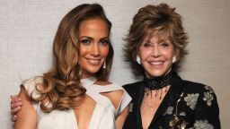 Jennifer Lopez and honoree Jane Fonda pose at The UCLA Longevity Center's 20th Anniversary ICON Awards Gala at The Beverly Hilton hotel on June 4, 2011 in Beverly Hills, California.