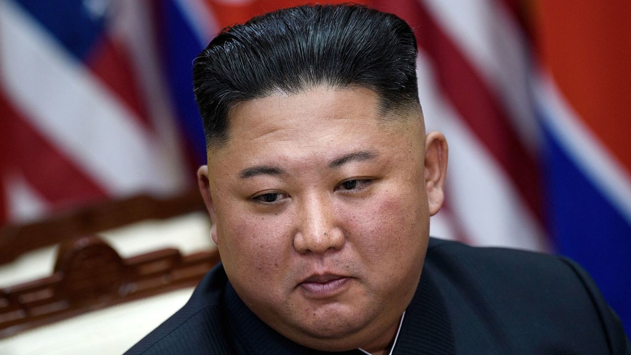 North Korea's leader Kim Jong Un before a meeting with US President Donald Trump on the south side of the Military Demarcation Line that divides North and South Korea, in the Joint Security Area (JSA) of Panmunjom in the Demilitarized zone (DMZ) on June 30, 2019.