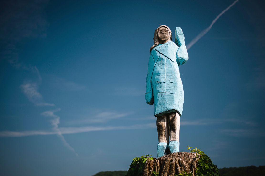 The wooden statue, made by conceptual artist Ales 'Maxi' Zupevc, was installed in July 2019.