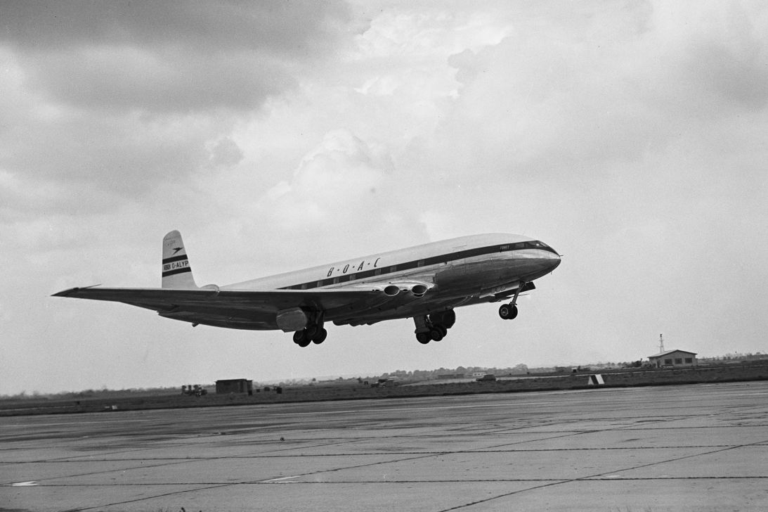 The first DH106 Comet 1A entered commercial service in May 1952, connecting London to Johannesburg.