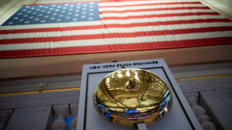 The bell is picture at the New York Stock Exchange (NYSE) on August 5, 2019 at Wall Street in New York City.
