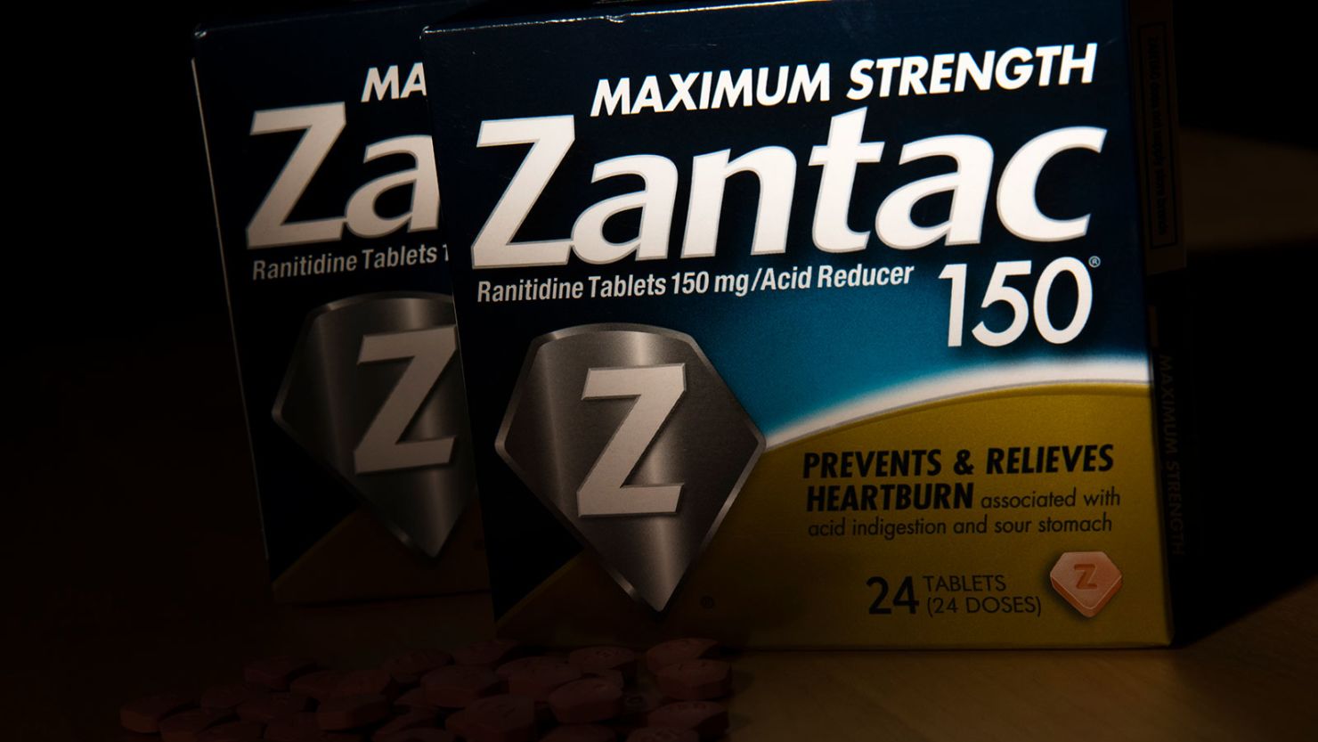 In this photo illustration, packages of Zantac, a popular medication which decreases stomach acid production and prevents heartburn, sit on a table on September 19, 2019 in New York City.