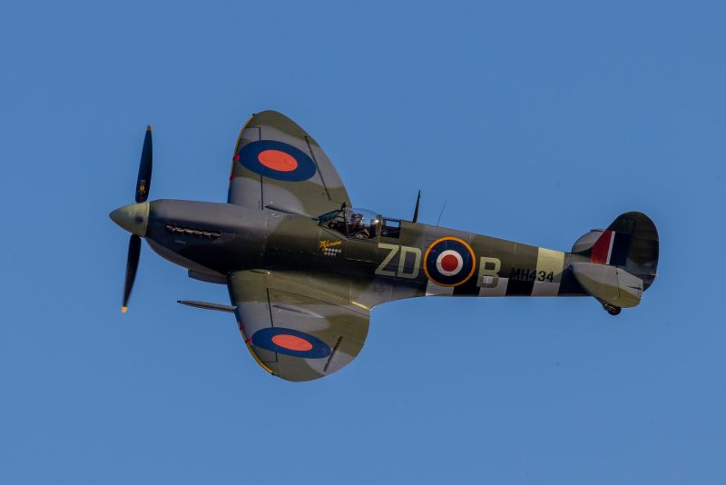 A Spitfire flies during the Duxford Battle of Britain Airshow on September 21, 2019, in Duxford, England.