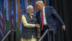 Indian Prime Minster Narendra Modi and U.S. President Donald Trump leave the stage at NRG Stadium after a rally on September 22, 2019 in Houston, Texas. The rally was expected to draw tens of thousands of Indian-Americans and comes ahead of Modi's trip to New York for the United Nations General Assembly.