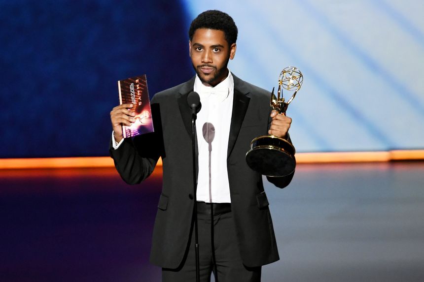 Jharrel Jerome accepts the outstanding lead actor in a limited series or movie award for 