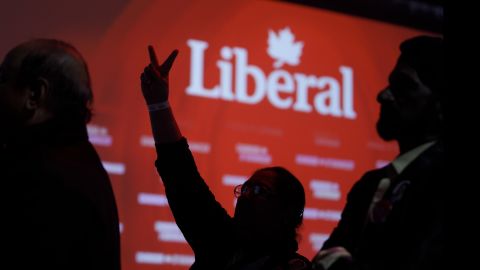 MONTREAL, QC - OCTOBER 21:  Liberal ers react as they watch results roll in at Canadian Prime Minister Justin Trudeau's election night headquarters on October 21, 2019 in Montreal, Canada. Trudeau is predicted to remain in power with a Minority Government. (Photo by Cole Burston/Getty Images)