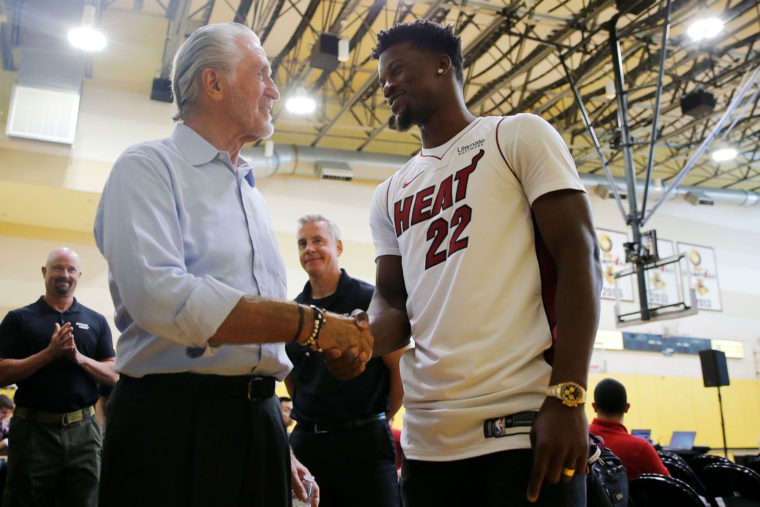 Riley (left) said trade talk surrounding Butler (right) had become a distraction for the team.