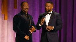 Eddie Murphy and Jamie Foxx speak onstage during the Academy Of Motion Picture Arts And Sciences' 11th Annual Governors Awards at The Ray Dolby Ballroom at Hollywood & Highland Center on October 27, 2019 in Hollywood, California.