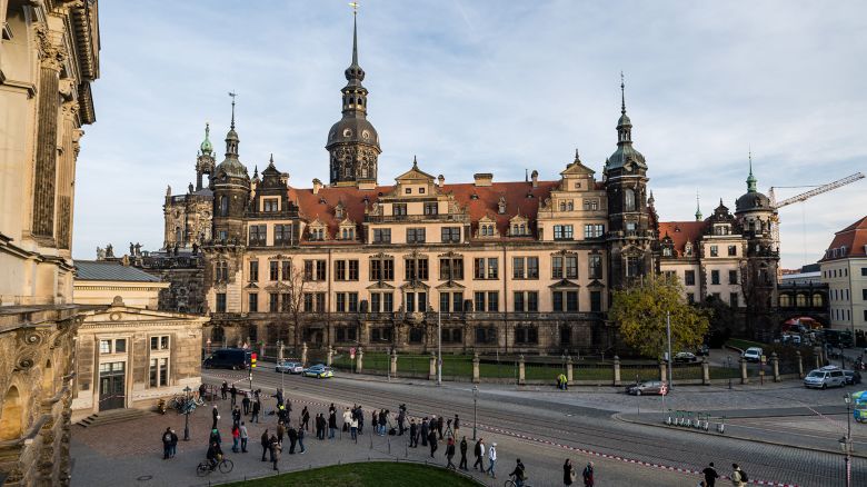 DRESDEN, GERMANY - NOVEMBER 25: The Residenzschloss palace that houses the Gruenes Gewoelbe (Green Vault) collection of treasures on November 25, 2019 in Dresden, Germany. Thieves, apparently after having sabotaged the electricity supply, broke into the museum through a window early this morning and reportedly made off with jewels, diamonds and other precious stones worth one billion Euros, making it the biggest heist in post-World War II German history. (Photo by Jens Schlueter/Getty Images)