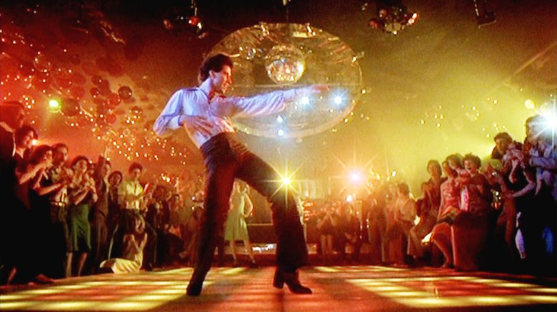 NEW YORK - DECEMBER 16: The movie "Saturday Night Fever", directed by John Badham. Seen here,  John Travolta as Tony Manero on the dance floor of 2001 Odyssey discotheque. Initial theatrical wide release December 16, 1977.  Screen capture. Paramount Pictures. (Photo by CBS via Getty Images)