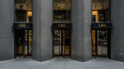 The main entrance to the CBS headquarters in New York on January 10, 2020.