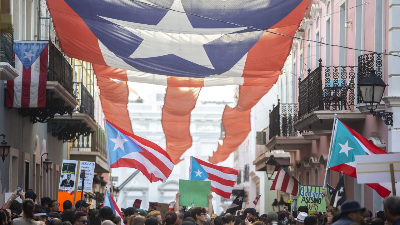 SAN JUAN, PUERTO RICO - JANUARY 20: Protestors demand the resignation of Governor Wanda Vázquez Garced during new protests in front of the Governors mansion on January 20, 2020 in San Juan, Puerto Rico. Residents are protesting after a warehouse full of relief supplies, reportedly dating back to Hurricane Maria in 2017, were found having been left undistributed to those in need. (Photo by Jose Jimenez/Getty Images)