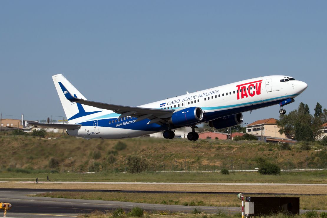 A TACV Cabo Verde Airlines 737 takes off from Lisbon in 2013, before the airline was rebranded.