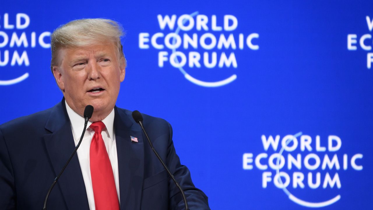 US president Donald Trump delivers a speech at the Congres center during the World Economic Forum (WEF) annual meeting in Davos, on January 21, 2020. (Photo by Fabrice COFFRINI / AFP) (Photo by FABRICE COFFRINI/AFP via Getty Images)