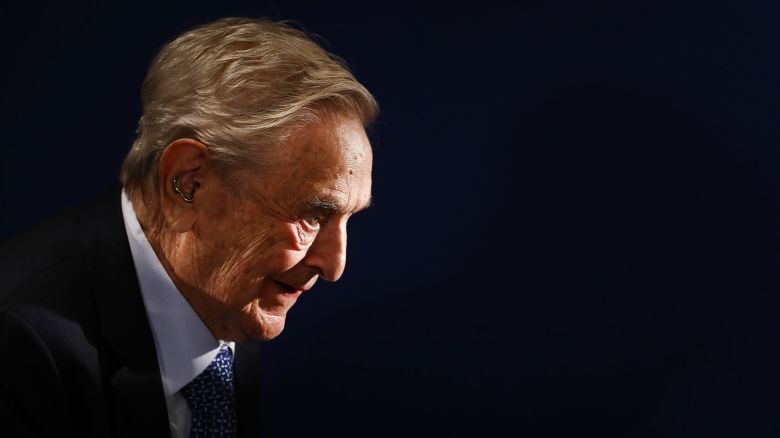 George Soros speaks at the World Economic Forum in Davos, Switzerland, on January 23, 2020.