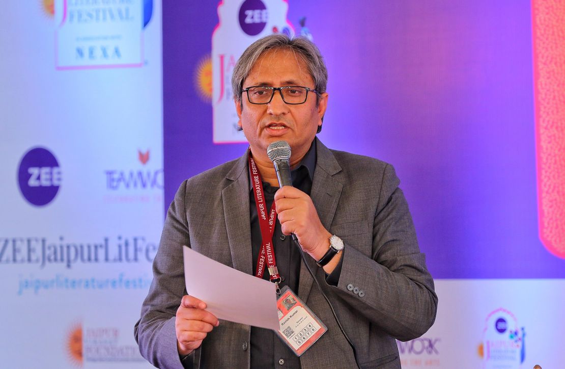 Indian Journalist Ravish Kumar speaks during Jaipur Literature Festival on January 26, 2020.