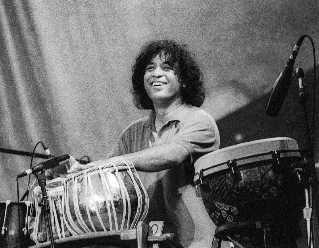 Zakir Hussain performs at the Further Festival on July 28, 1996 in Veneta, Oregon.