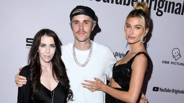Pattie Mallette, Justin Bieber and Hailey Bieber arrives at the Premiere Of YouTube Originals' "Justin Bieber: Seasons" at Regency Bruin Theatre on January 27, 2020 in Los Angeles, California.