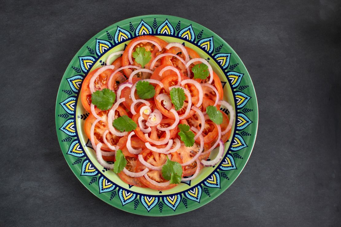 Kachumbari, a summer staple in East Africa, is made from raw vegetables and seasoned with oil.