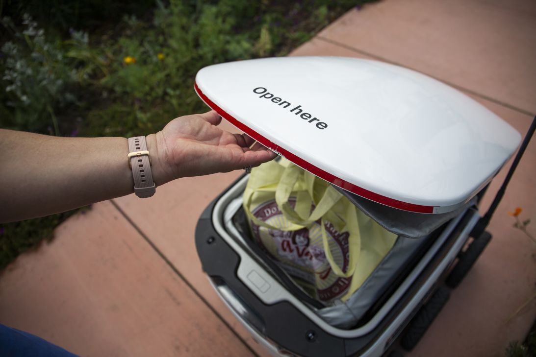 A bot delivers in Mountain View, California, in 2020.