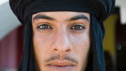A nomad from Douz Oasis in Tunisia wearing traditional kohl around his eyes. Many cultures believe applying the powder helps protect eyes from the glare of the sun and has medicinal benefits.