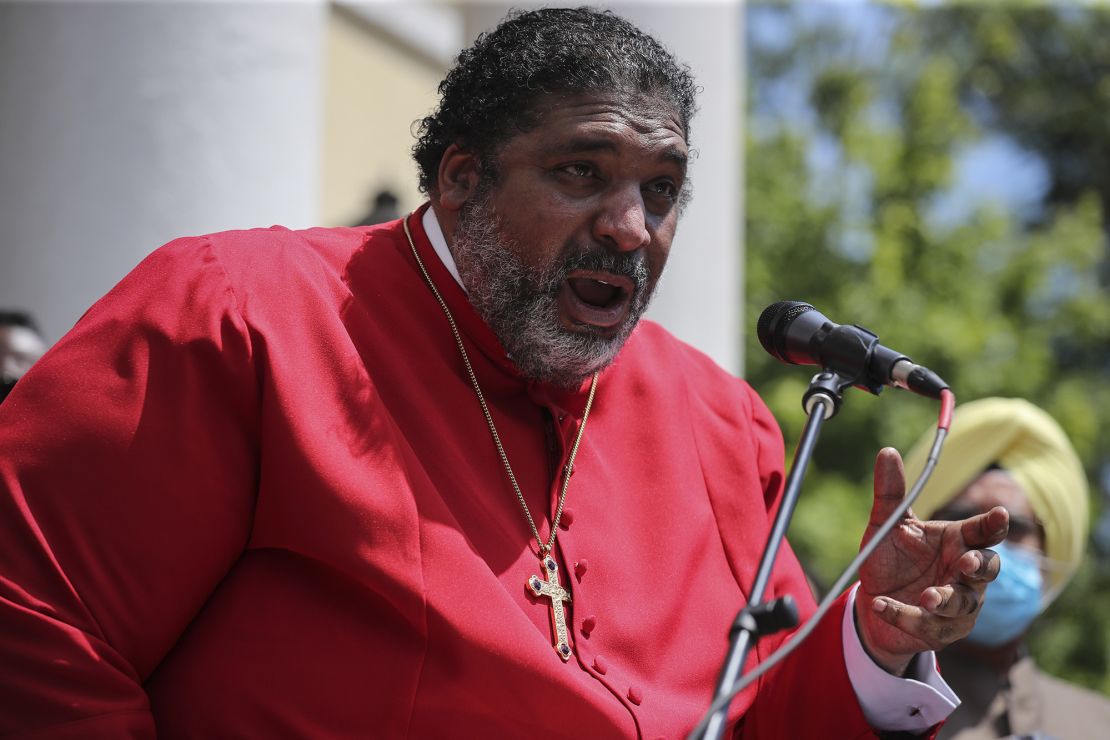 The Rev. Dr. William J. Barber II , seen above speaking in Washington, DC, is an activist and civil rights leader who identifies as an evangelical Christian. However, he rejects the political beliefs associated with White Christian nationalism.