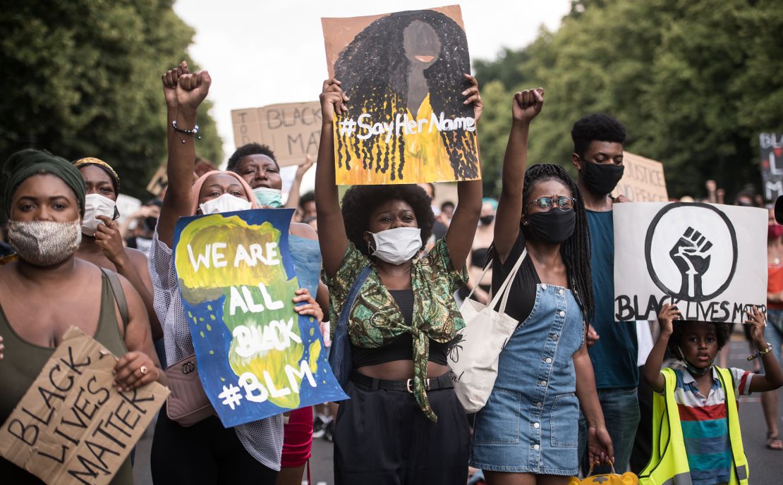 A Black Lives Matter demonstration in Berlin's Tiergarten park in June, 2020.