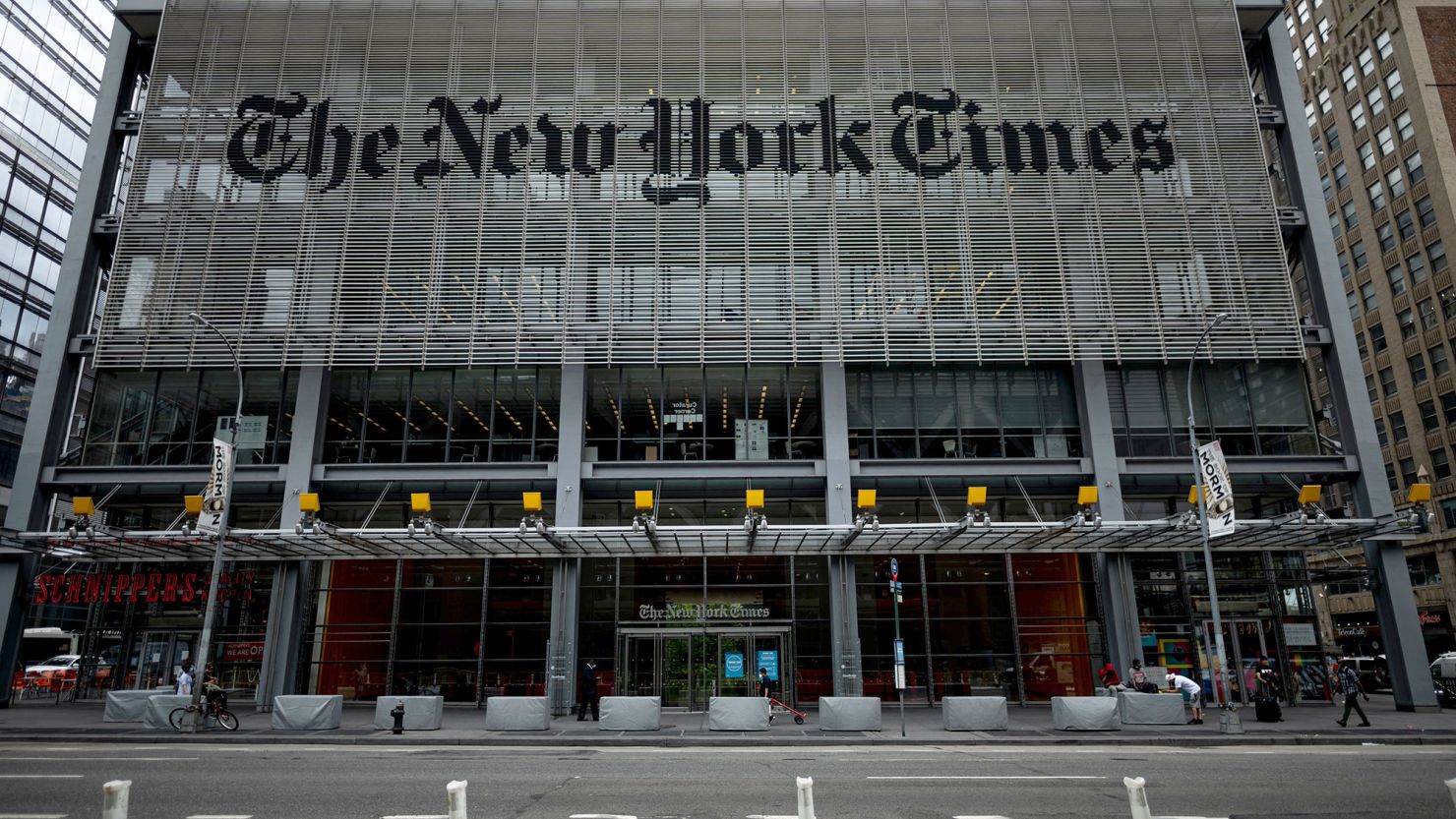 The New York Times building is seen on June 30, 2020 in New York City. The newspaper is contending with a wave of criticism over its coverage of Donald Trump amid the 2024 presidential election.
