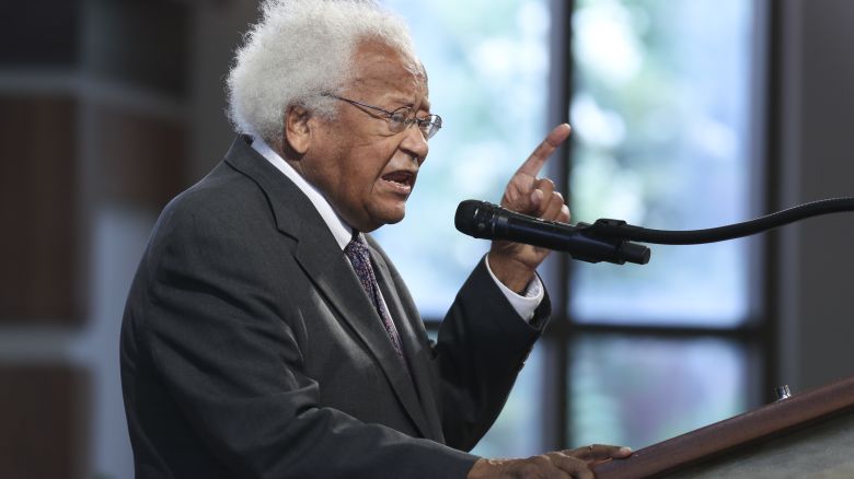 The Rev. James Lawson speaks during the funeral service of Rep. John Lewis at Ebenezer Baptist Church on July 30, 2020, in Atlanta.
