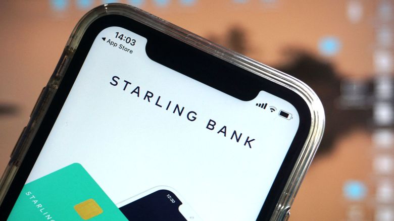 The Starling Bank banking app on a smartphone in London in August 2020.