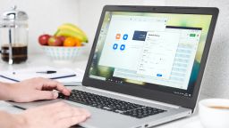 BATH, UNITED KINGDOM - SEPTEMBER 9: Detail of a home office setup on a kitchen worktop, including a laptop computer with Zoom video conferencing software, taken on September 9, 2020. (Photo by Phil Barker/Future Publishing via Getty Images)