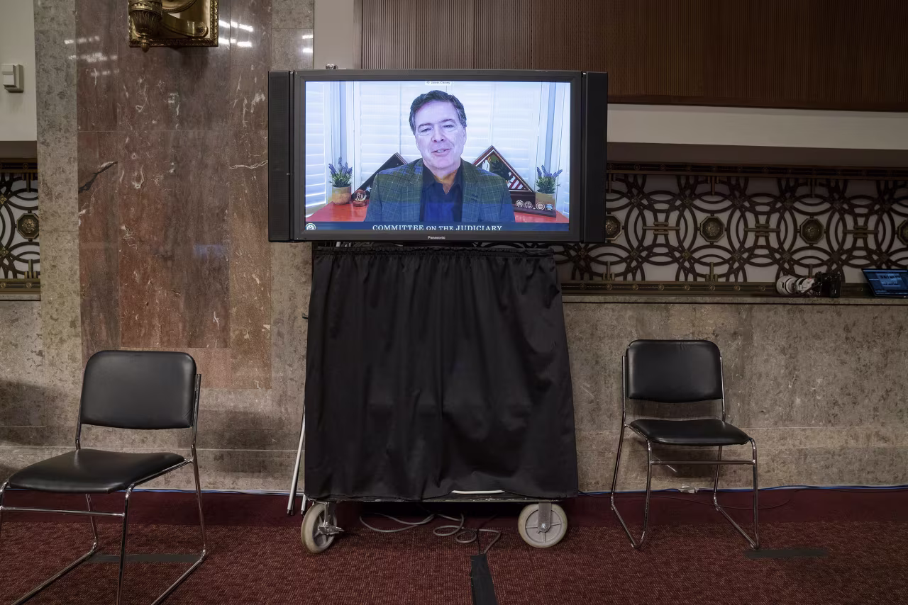 James Comey, former director of the Federal Bureau of Investigation, speaks via videoconference during a Senate Judiciary Committee hearing in Washington, DC on September 30, 2020.