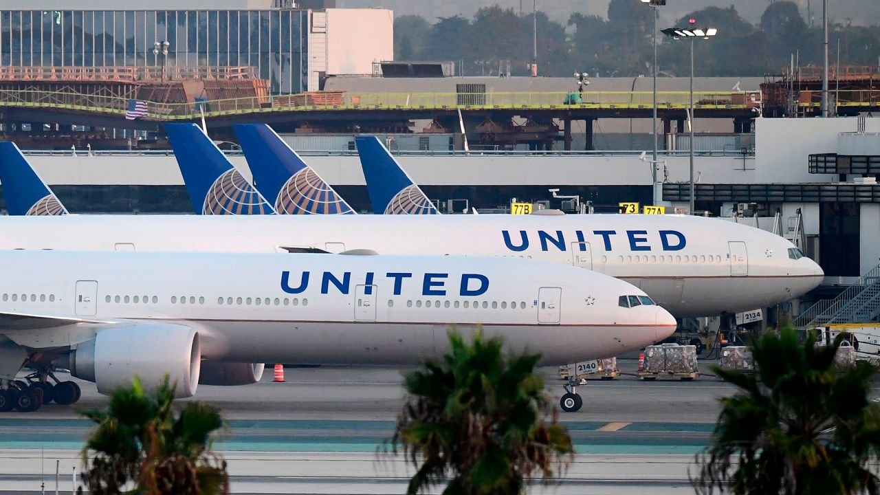 United Airlines aircraft are seen on the tarmac at Los Angeles International Airport in Los Angeles, California, on October 1, 2020.