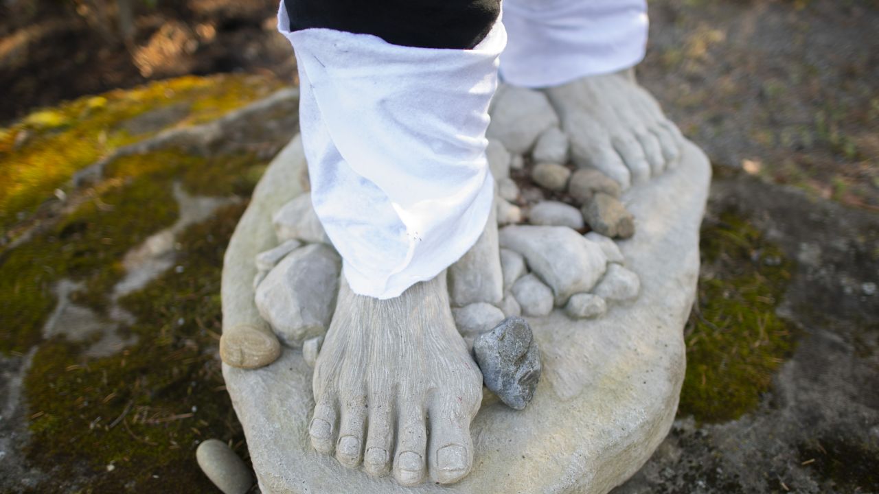 BUCKS COUNTY, PA - NOVEMBER 24:  A Sasquatch effigy is dressed in a pilgrim outfit two days before Thanksgiving on November 24, 2020 in Bucks County, Pennsyvlania. The Center for Disease Control issued a directive urging all people to stay at home and not travel for the holiday.  (Photo by Mark Makela/Getty Images)