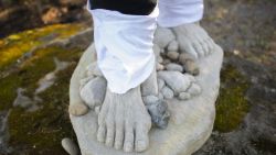 BUCKS COUNTY, PA - NOVEMBER 24:  A Sasquatch effigy is dressed in a pilgrim outfit two days before Thanksgiving on November 24, 2020 in Bucks County, Pennsyvlania. The Center for Disease Control issued a directive urging all people to stay at home and not travel for the holiday.  (Photo by Mark Makela/Getty Images)