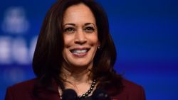 WILMINGTON, DE - NOVEMBER 24:  Vice President-elect Kamala Harris speaks after President-elect Joe Biden introduced key foreign policy and national security nominees and appointments at the Queen Theatre on November 24, 2020 in Wilmington, Delaware. As President-elect Biden waits to receive official national security briefings, he is announcing the names of top members of his national security team to the public. Calls continue for President Trump to concede the election as the transition proceeds. (Photo by Mark Makela/Getty Images)