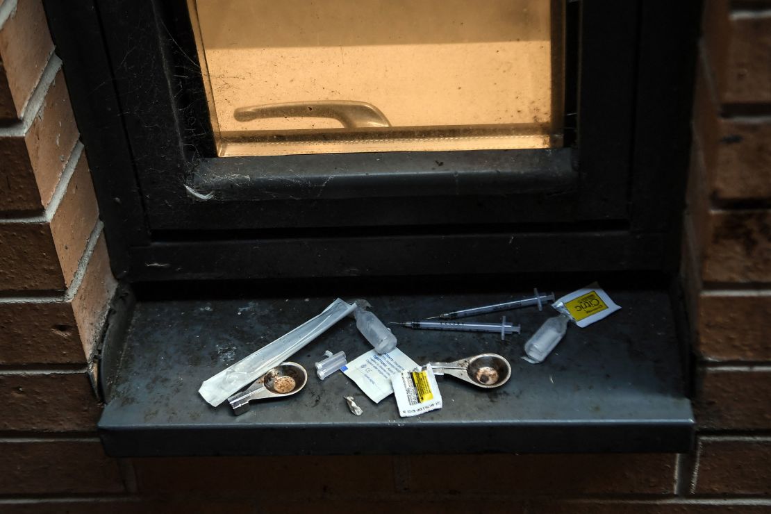 Discarded paraphernalia used by drug users is pictured in Glasgow in December 2020.