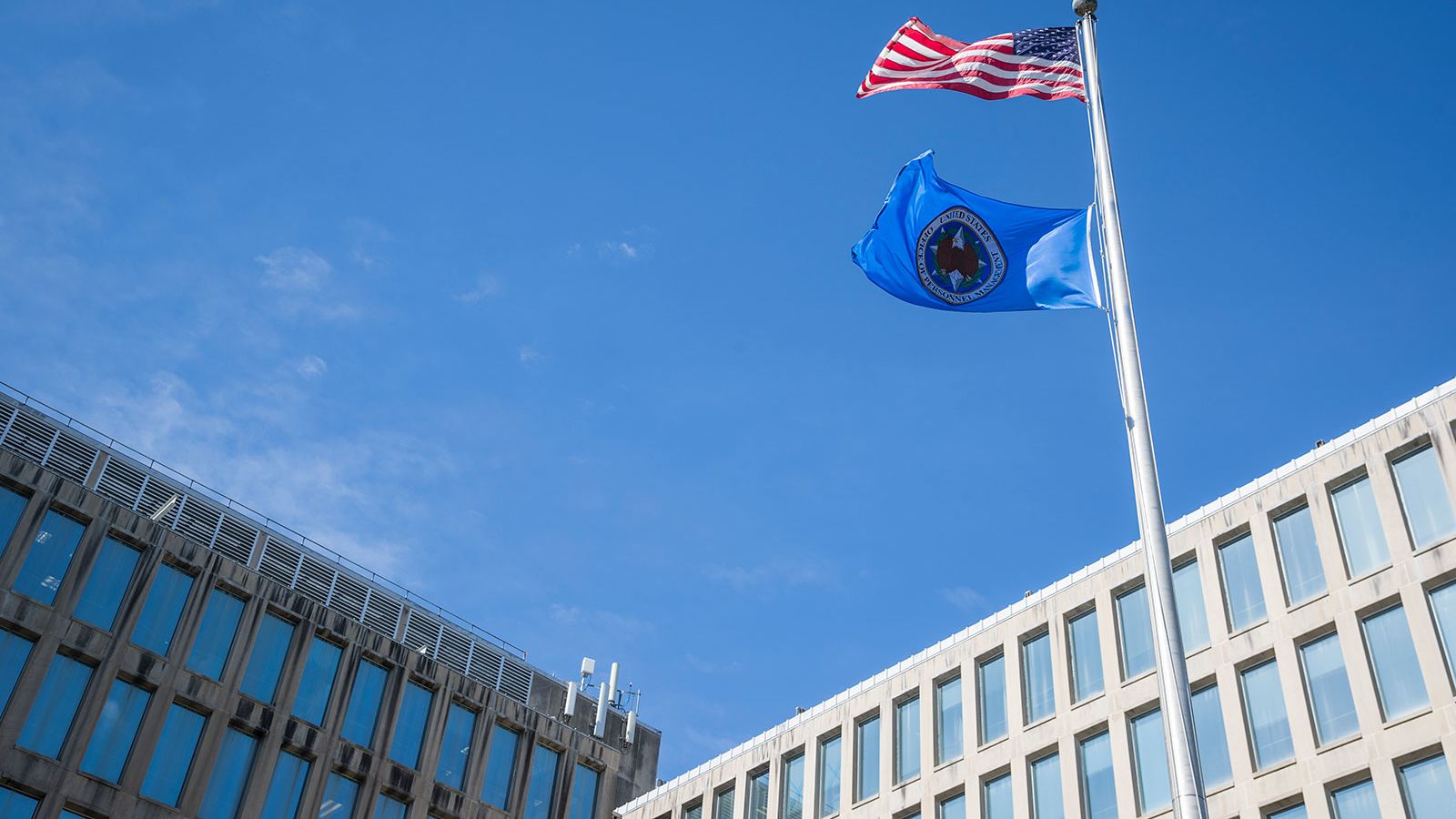 Scenes from outside the United States Office of Personnel Management in Washington, D.C. on Tuesday May 21, 2019.