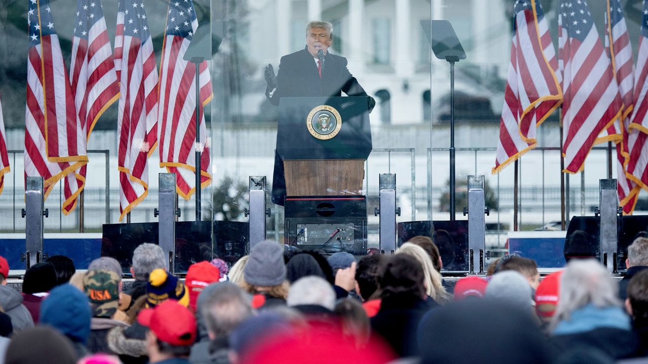 US President Donald Trump speaks to supporters from The Ellipse near the White House on January 6, 2021, in Washington, DC.