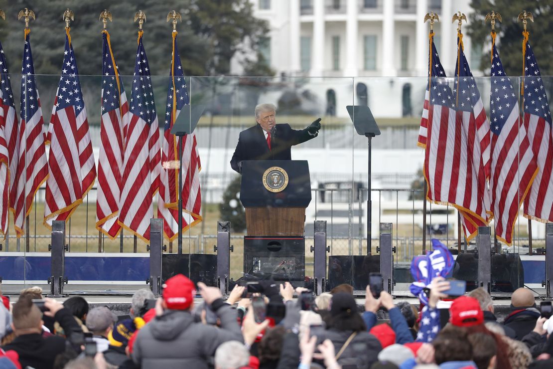 President Donald Trump speaks during a "Save America Rally" near the White House in Washington, D.C., on Wednesday, January 6, 2021.