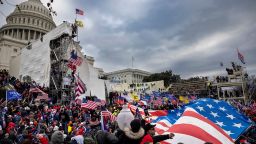 Trump supporters clash with police and security forces as people storm the US Capitol on January 6, 2021, in Washington, DC.